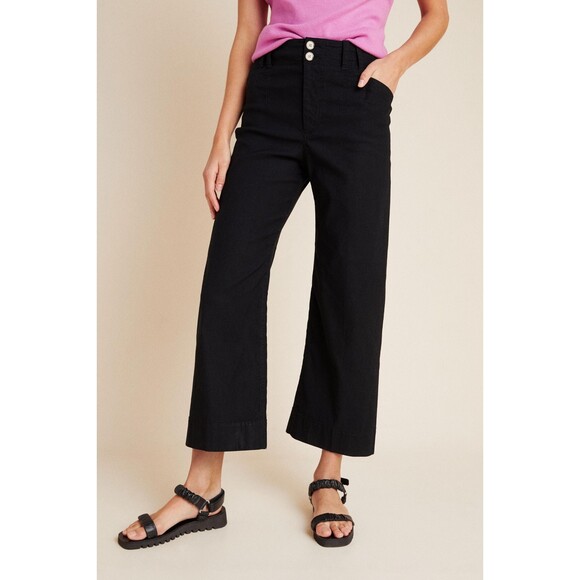 Black Anthropologie Cropped Wide-Leg Pants (NWT) - Picture 4 of 4